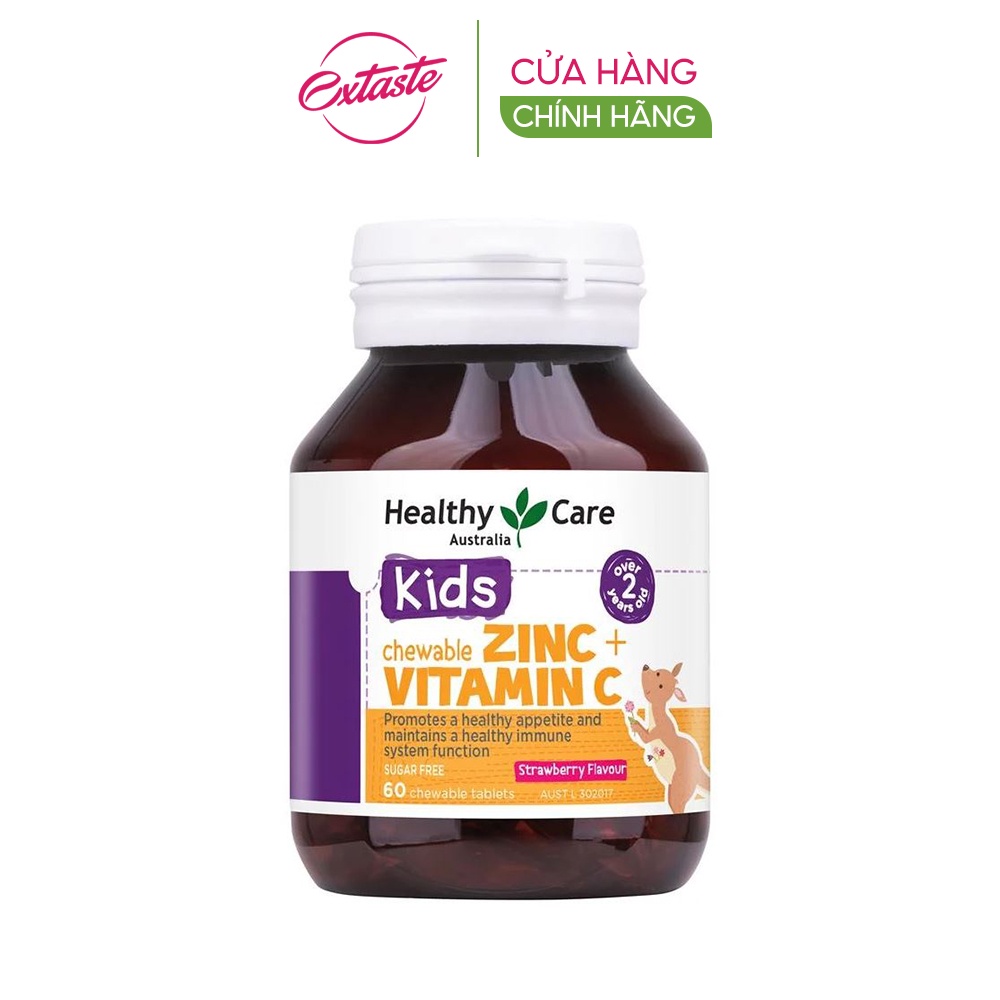 Viên nhai bổ sung kẽm Healthy Care Zinc Vitamin C tăng đề kháng cho bé 60 viên