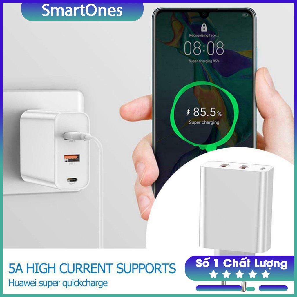 Củ sạc nhanh Basesu PSS 60W , chuẩn sạc Q.C 4.0/3.0 và PD hỗ trợ sạc nhanh cho iPhone 8/X/XR/Xs Max, Samsung, Laptop