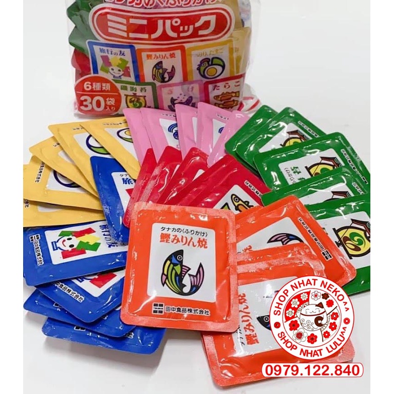 Gia vị rắc cơm Tanaka food Nhật Bản 6 vị, túi 75g 30 gói  NA12