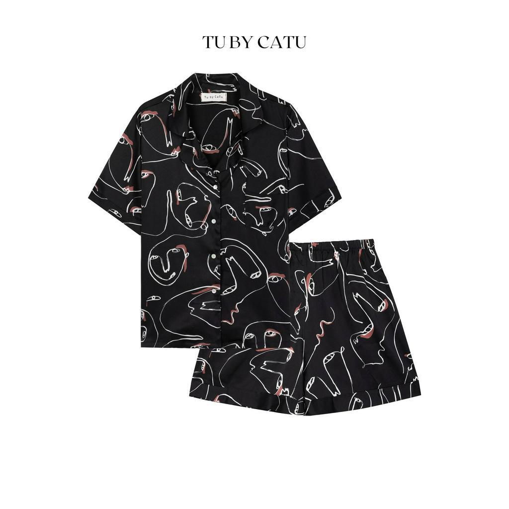 TUBYCATU | Set lụa piyama ngắn nhiều họa tiết