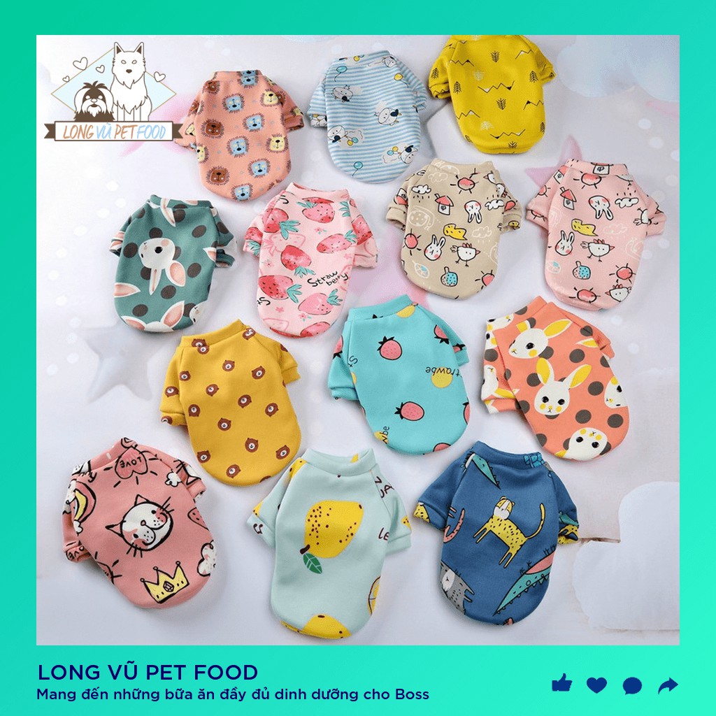 Quần áo thú cưng áo nỉ cho chó mèo nhiều hoạ tiết áo cho chó áo cho mèo - Long Vũ Pet Food