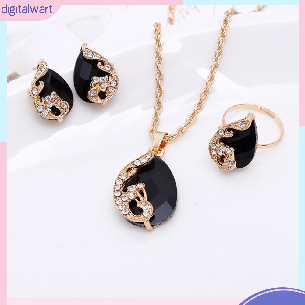 Set Dây Chuyền+Nhẫn+Đôi Bông Tai Thiết Kế Sang Trọng Thời Trang Cho Nữ