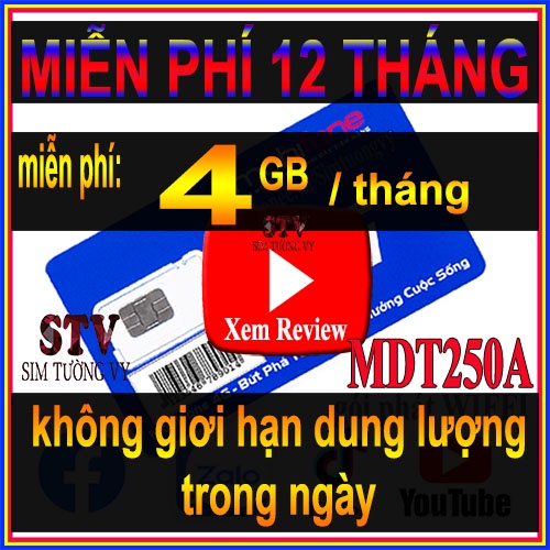 Sim 4G Mobifone trọn gói 1 năm không nạp tiền MDT250A ,12fd50 ,12mdt50, 6max90 .data giá rẻ chưa tới 40k/ tháng