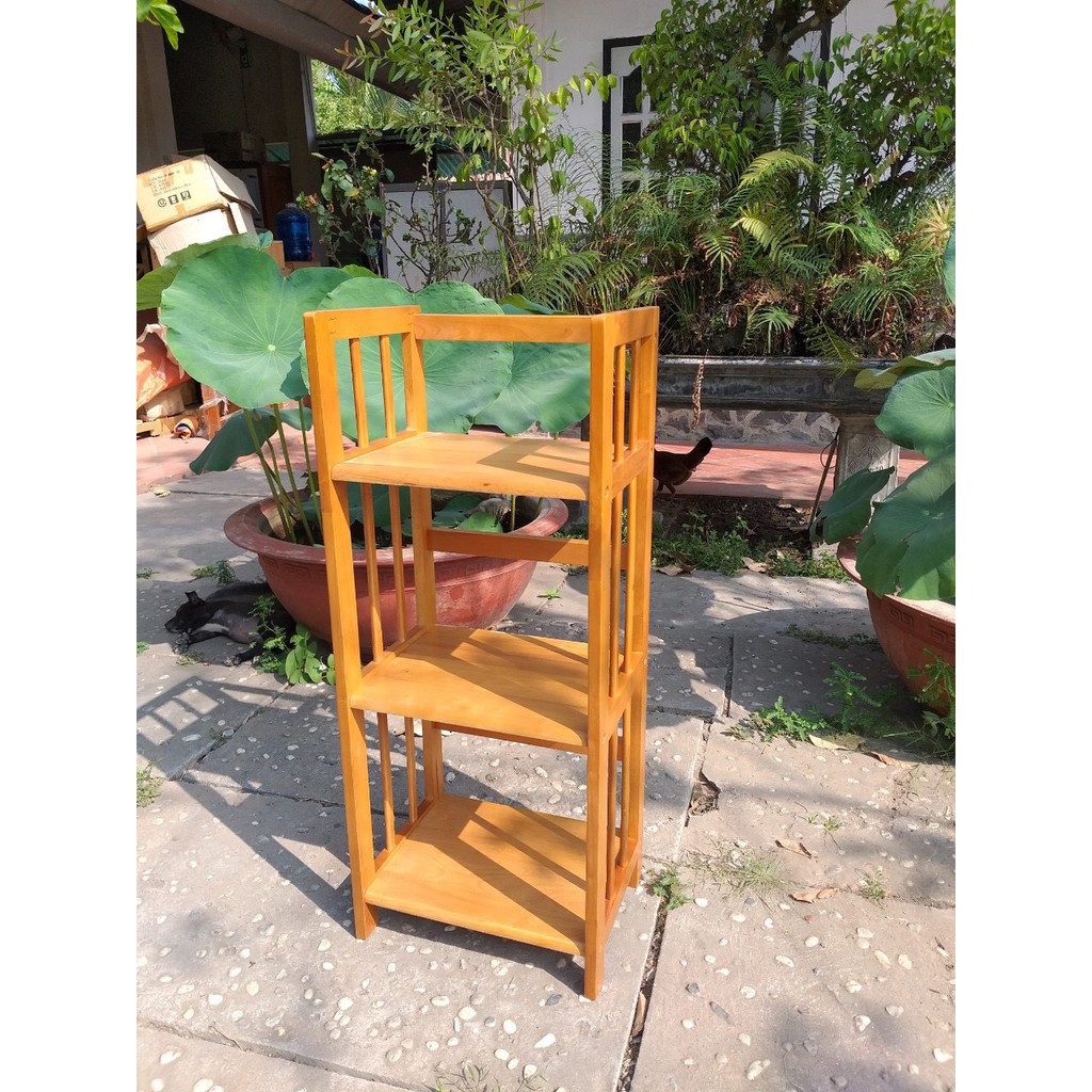 Kệ sách gỗ cao su 3 tầng 38cm