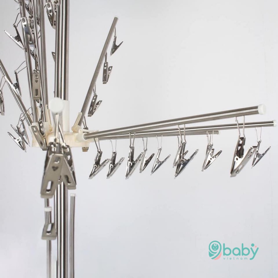 Cây phơi đồ đa năng inox loại 56 kẹp 9BABY