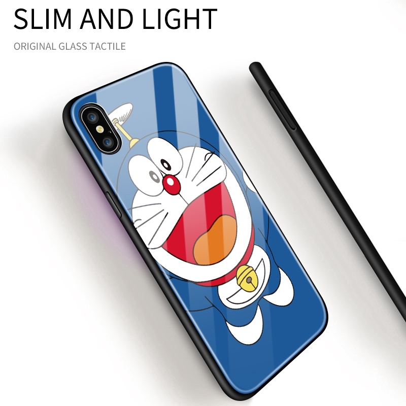 Ốp điện thoại kính in hình Doremon cho Xiaomi Redmi Note 9T 9 9S 3 4 5 7 8 Pro 4X 5A Pro Prime Mi T Y1 S2