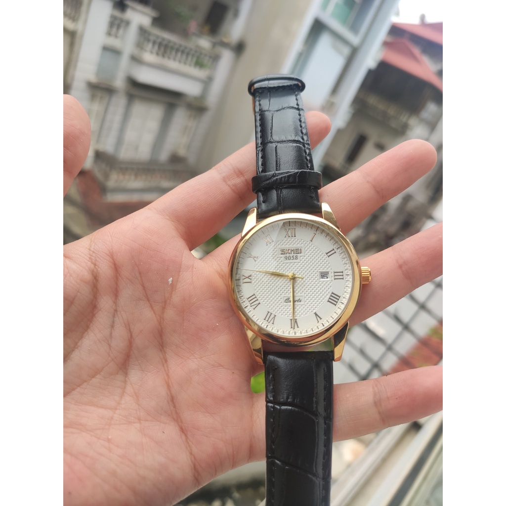 Đồng hồ nam SKMEI 9058 dây da cao cấp chống nước -Gozid.watches
