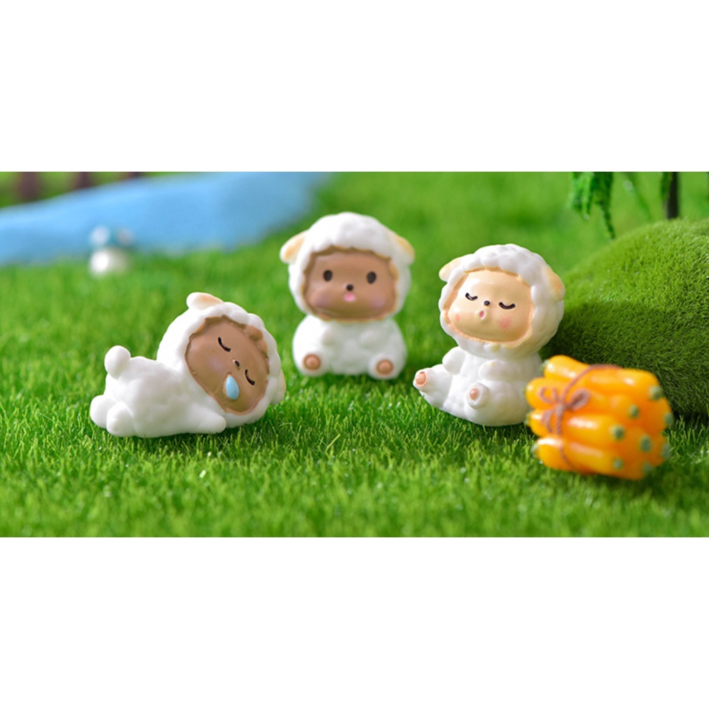 Tiểu cảnh trang trí terrarium mô hình cừu con dễ thương 5 mẫu decor bàn học, bàn làm việc, sen đá