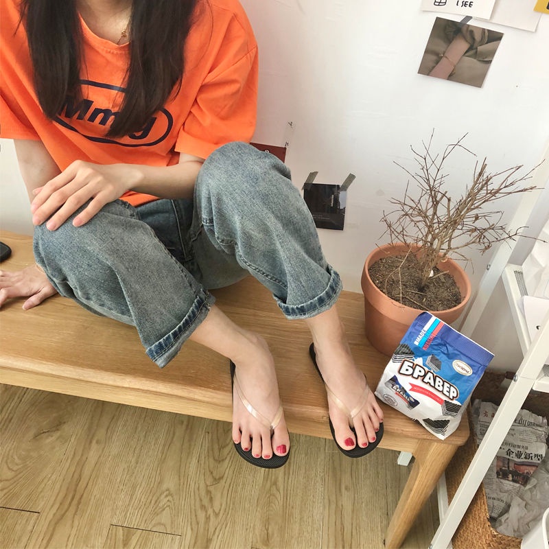 Dép Quai Ngang Trong Suốt Phối Ruy Băng Xinh Xắn Dành Cho Nữ