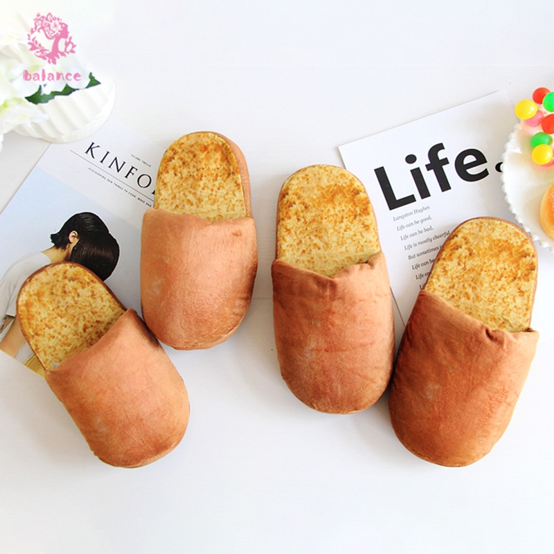 Dép Bông Đi Trong Nhà Đế Mềm Chống Trượt Hình Bánh Mì Xinh Xắn