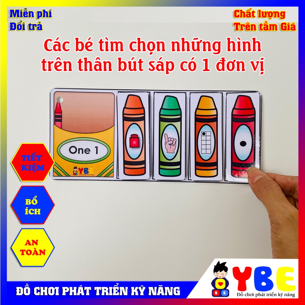 Bộ đồ chơi học liệu học đếm số bóc dán hình bút màu cho bé nam nữ từ 1 tuổi vừa học vừa chơi theo phương pháp montessori