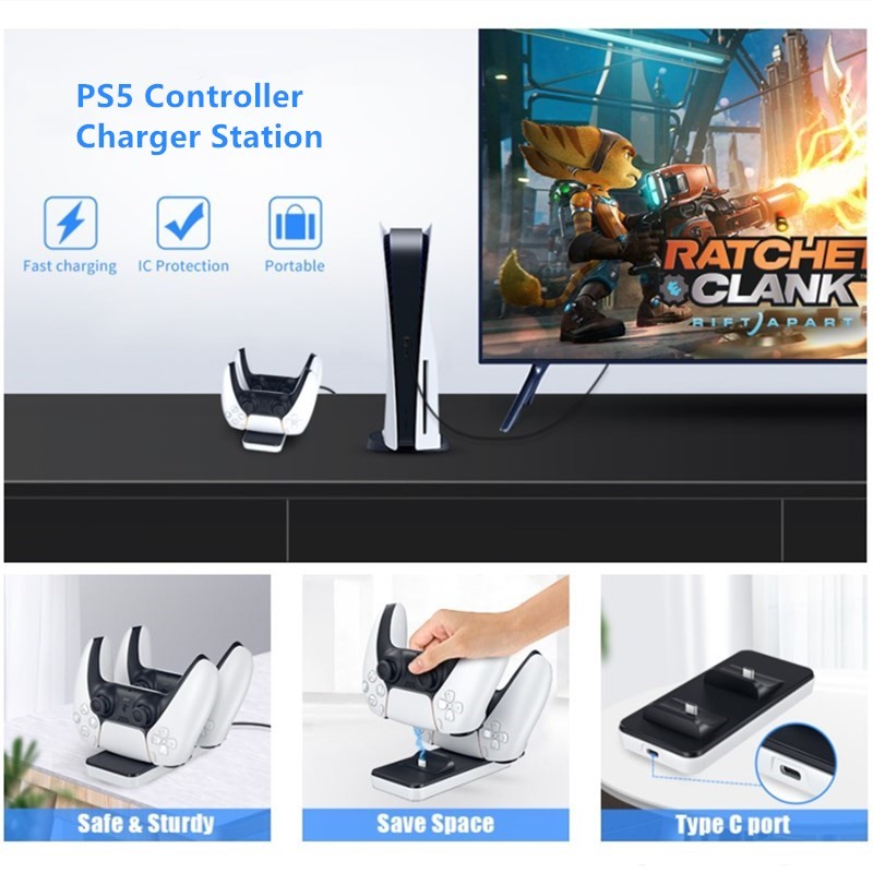 Đế Sạc Nhanh Usb Kép Cho Tay Cầm Chơi Game Ps5 Sony Playstation 5