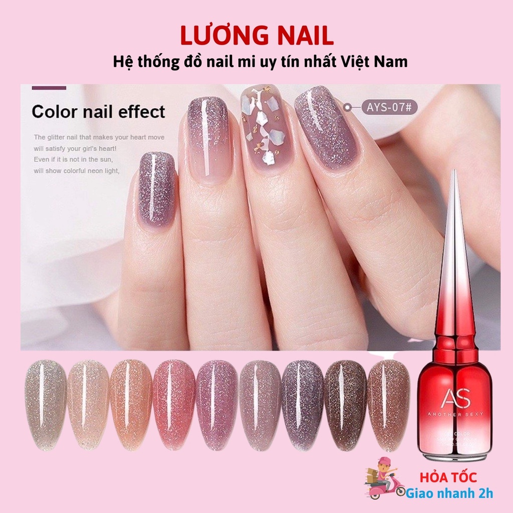 Sơn gel AS sơn móng tay gel sơn nhũ flash hồng siêu sáng 15ml mã AYS