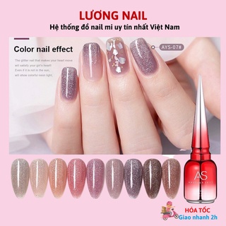 Sơn gel AS sơn móng tay gel sơn nhũ flash hồng siêu sáng 15ml mã AYS
