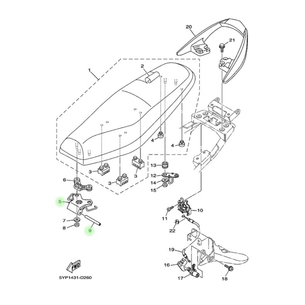 Bộ bản lề yên chốt bản lề yên Yamaha Exciter 135 2010