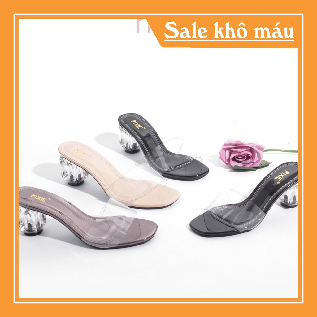 Guốc Cao Gót 5cm Quai Trong Mica Pixie X403