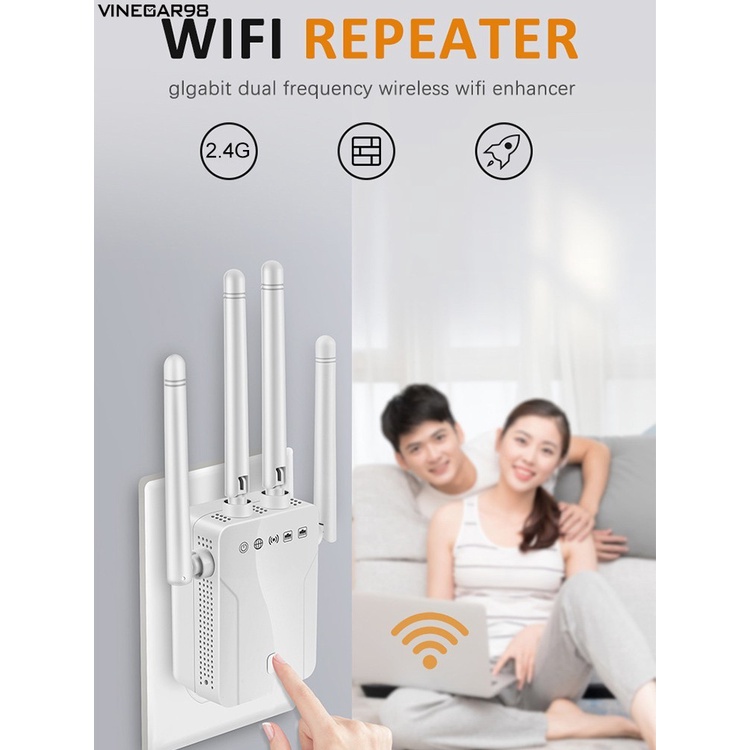 Bộ kết nối Wifi lặp tín hiệu không dây thông minh 300Mbps gồm có bốn cây ăng-ten không điện áp tiện dụng cho văn phòng