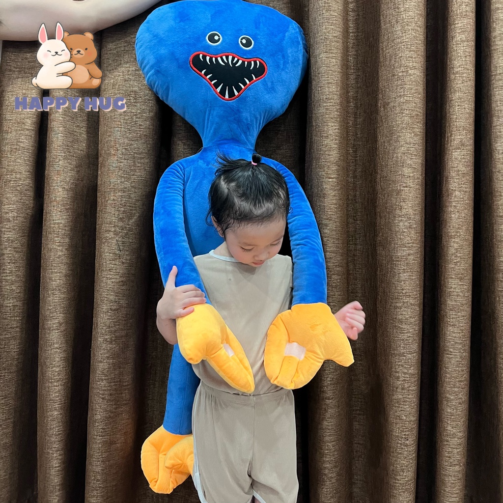Gấu bông to Huggy Wuggy game Poppy Playtime Size 110CM, thú bông cho bé chất liệu mềm mịn - Happy Hug