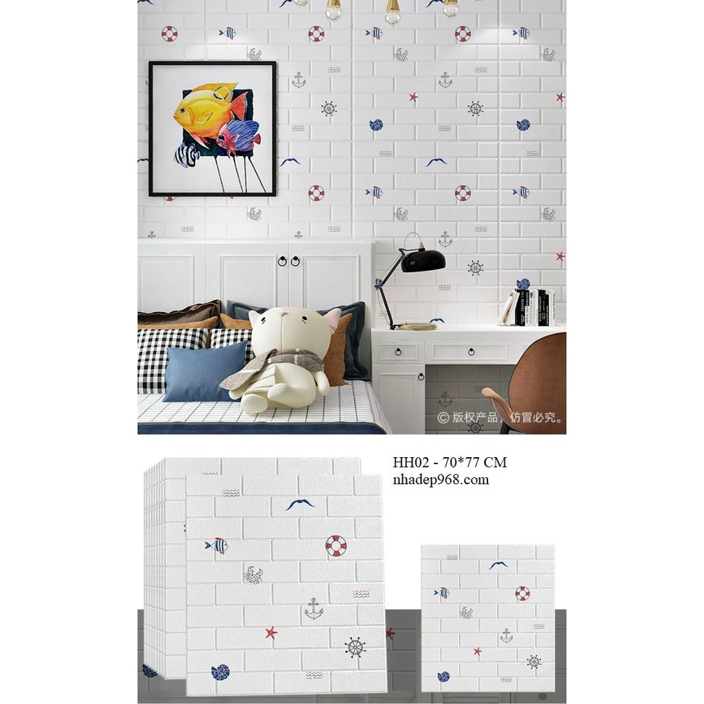 Xốp dán tường hoạt hình trẻ em ,  mẫu mới nhất trăng sao , lợn cây thông, thỏ đáng yêu, nền gạch thẻ cực đẹp.