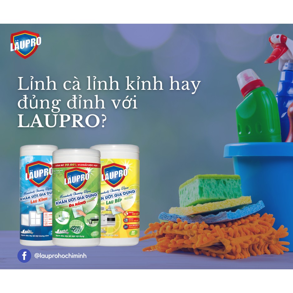 Khăn Ướt LAU BẾP LAUPRO | Bay Dầu Mỡ Mùi Hôi Tanh | DIỆT KHUẨN |