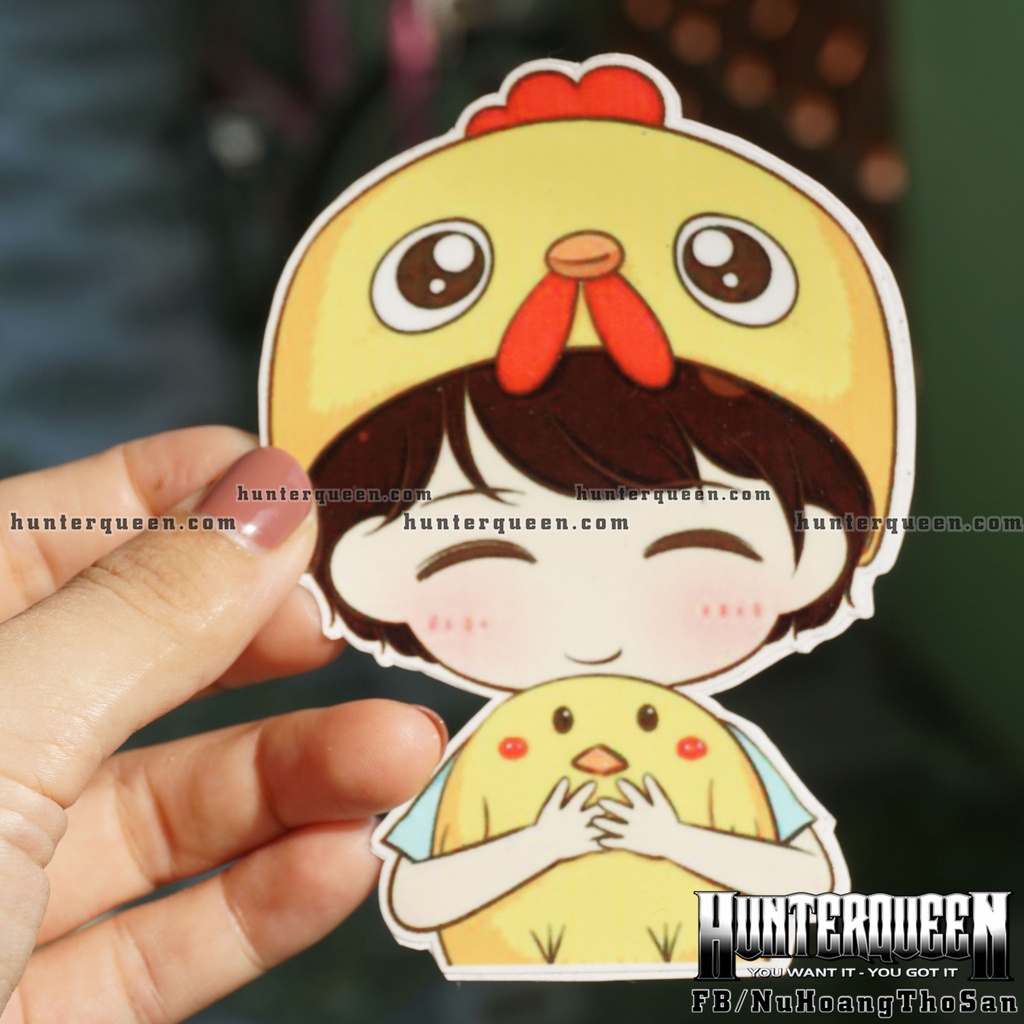 Hình dán cô gái cute đáng yêu dễ thương. Decal sticker cao cấp không bay màu [7.7x11cm]