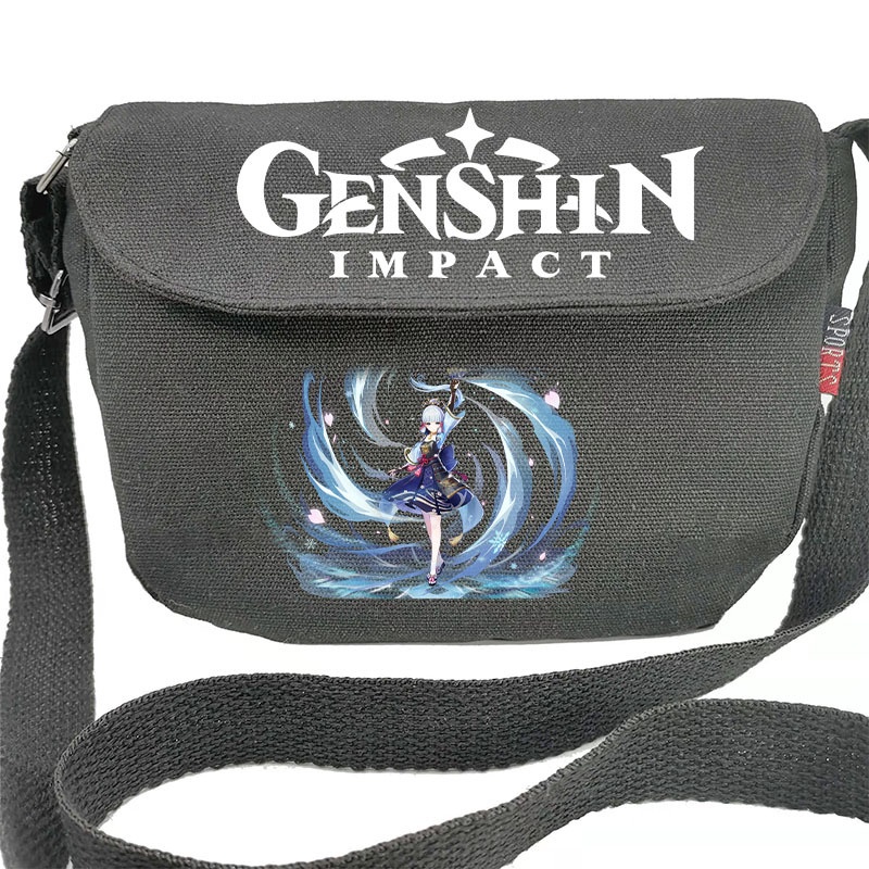 Túi đeo chéo in hình nhân vật Genshin Impact Lôi thần raiden Shogun Ayaka Kazuha Venti Hutao Zhongli