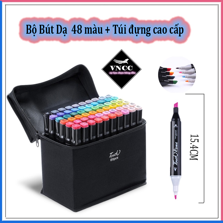 Bộ bút dạ màu nước Touch Mark Cool Coco Pison Marker 48 chi tiết, bút siêu mềm, tô êm, mịn, màu vẽ chuyên nghiệp