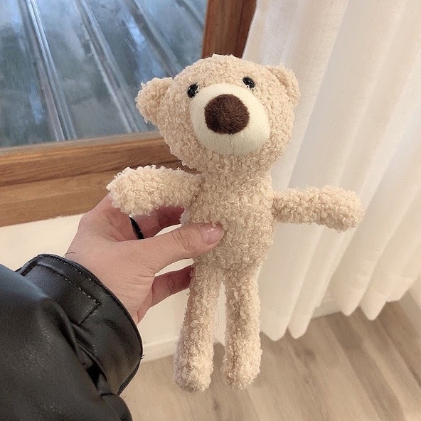 Gấu bông Teddy nhồi bông dễ thương 20cm chân dài, thú bông đồ chơi nhỏ xinh, trang trí, treo balo, túi xách.