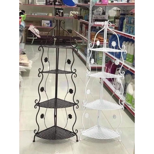 Kệ góc hoa 4 tầng gấp gọn thông minh. kệ góc nhà tắm, góc phòng khách