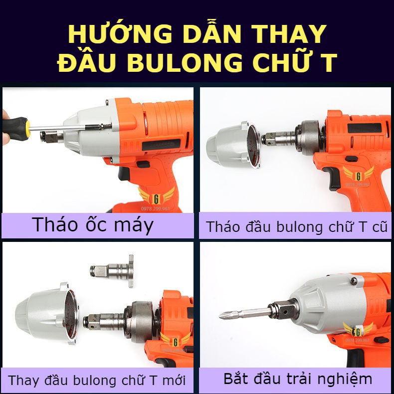 Đầu Chữ T thay Thế Cho Máy Siết Bulong, Chuyên Vít 1/2 inch 2 Trong 1