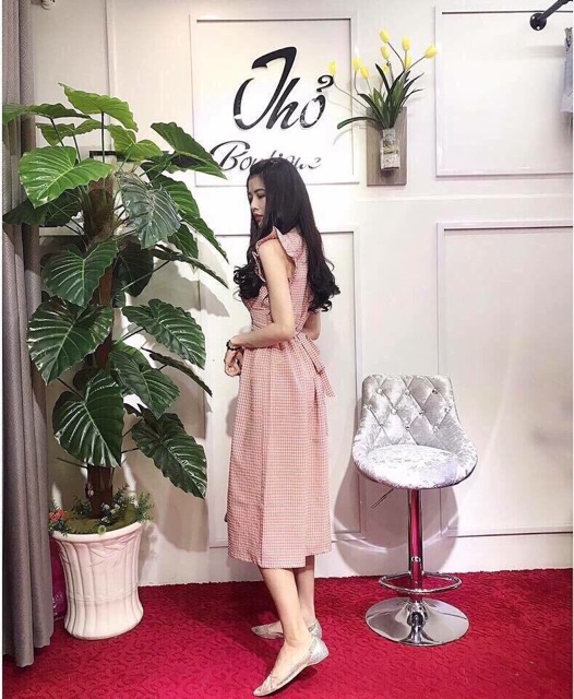 Maxi caro hồng tay bèo