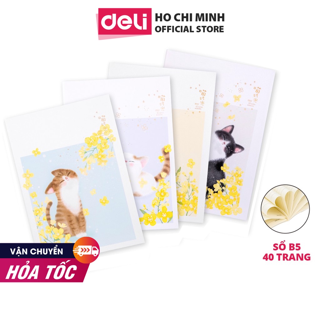 Sổ tay ghi chép khâu gáy B5 Deli 40 trang - 1 quyển - FB540-N04/ FB540-N05  - Màu ngẫu nhiên