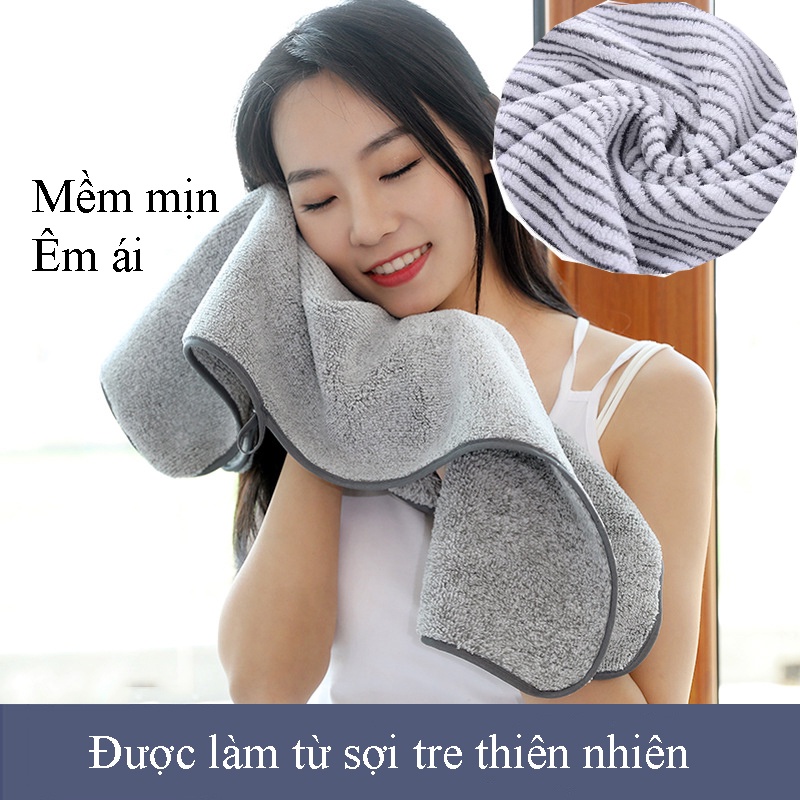 Khăn tắm, khăn mặt, khăn gội đầu sợi tre lớn 140x70cm dùng phòng tắm khách sạn spa thấm hút mềm mại dày dặn cao cấp