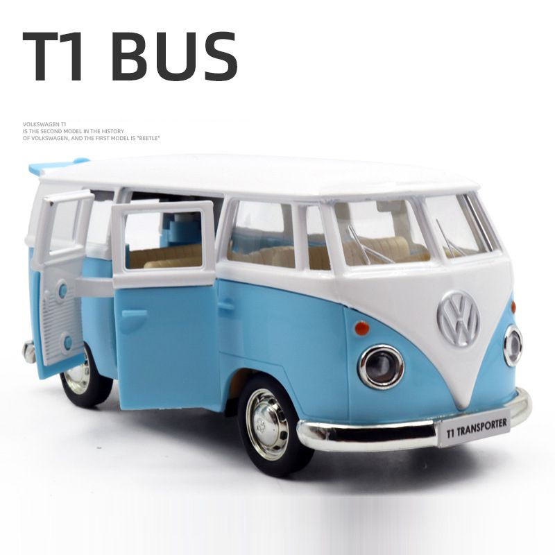2 Colour Volkswagen T1 Bus Model Pull Back Car Figure Simulation Toys For Kids Boys Girls Baby Birthday Gift