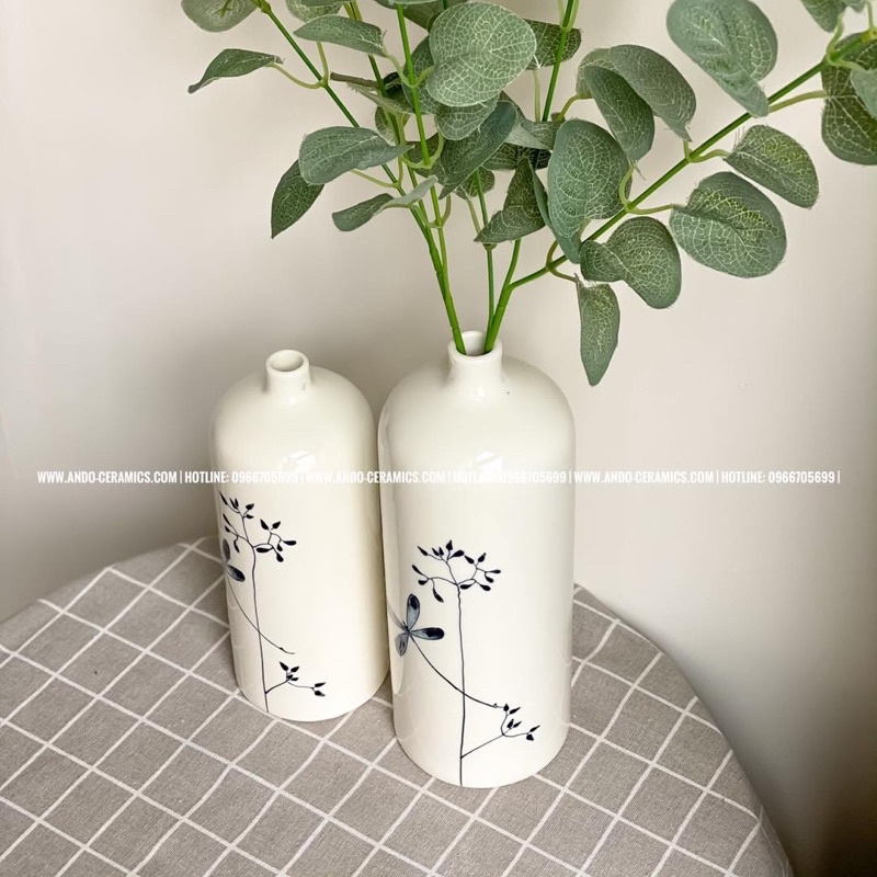 Lọ Hoa Gốm sứ Bát Tràng ❤️ FREESHIP❤️ Lọ Chai Decor vẽ chuồn mẫu mới nhất cực xinh