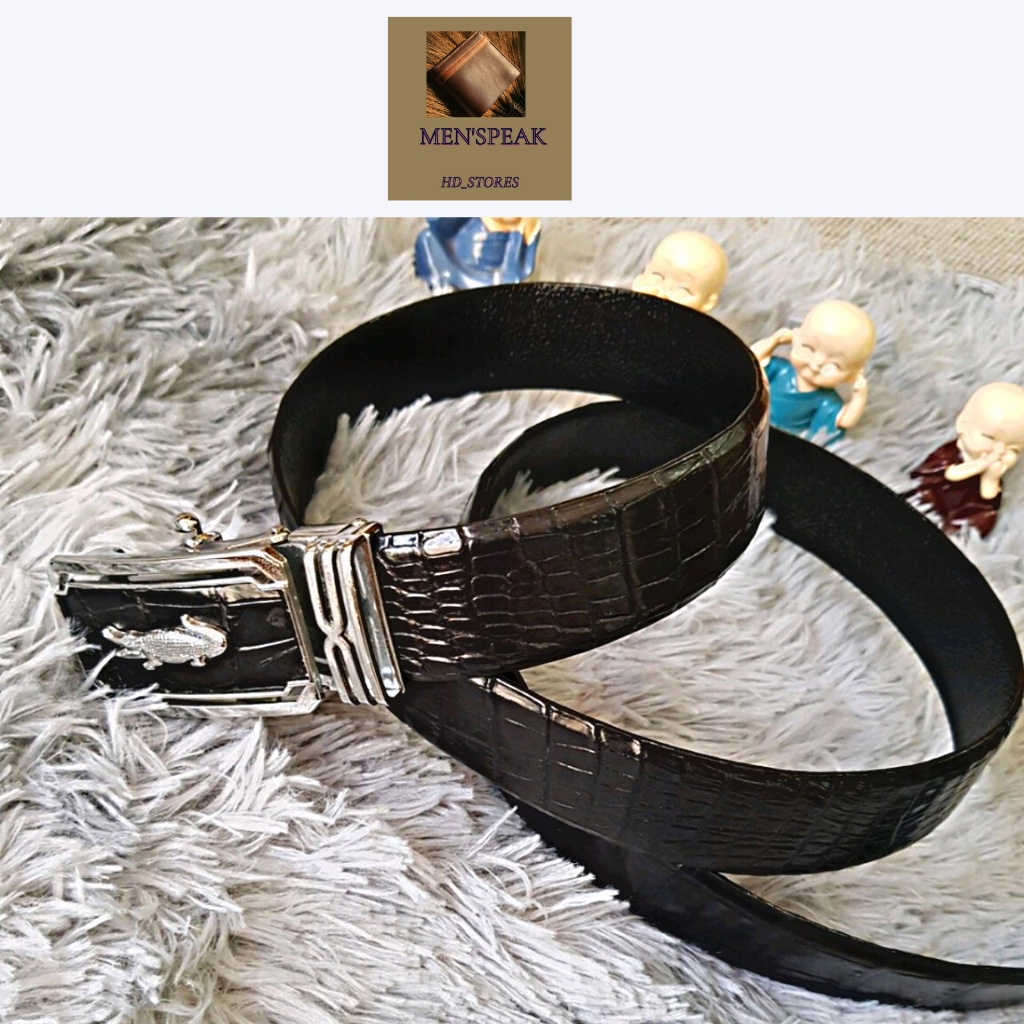 Dây nịt, thăt lưng da cá sấu da bụng liền nguyên con.