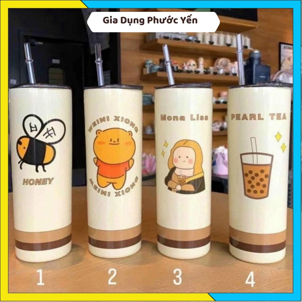 BÌNH NƯỚC GIỮ NHIỆT 650ML KÈM ỐNG HÚT