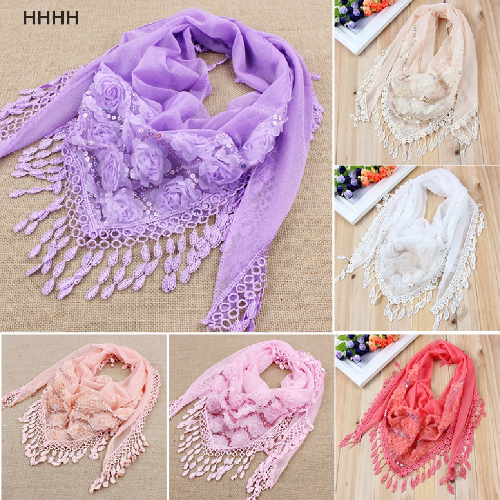 Khăn choàng cổ vải lụa thêu họa tiết phối tua rua thời trang cho nữ
 | BigBuy360 - bigbuy360.vn