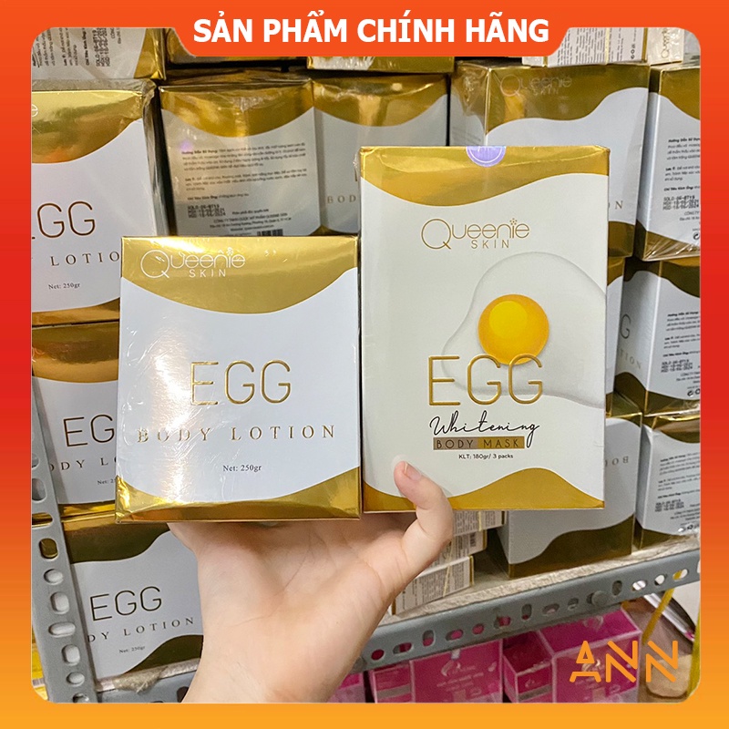 Combo Kem body Trứng Queenie Skin và Tắm trắng trứng Queenie - Mỹ phẩm Queenie Skin