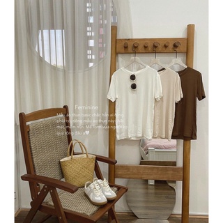 [ATN04.DN] Áo Thun Trơn Cổ Tròn Dáng Basic, Thun Nữ Cộc Tay Co Dãn March,Clothes