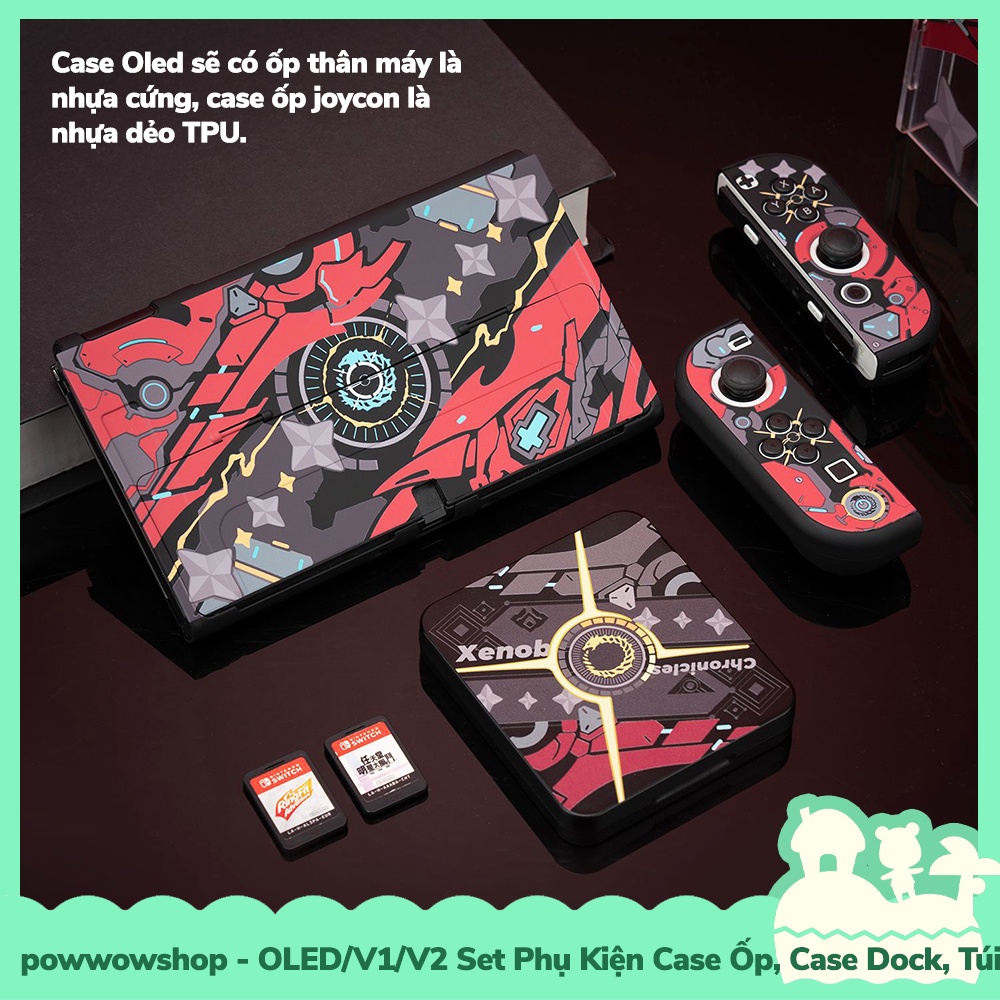 [Sẵn VN - Hỏa Tốc] Oled/V1/V2 Set Phụ Kiện Túi, Case Máy, Case Dock, Hộp Băng Nintendo Switch Phong Cách Xenoblade 3