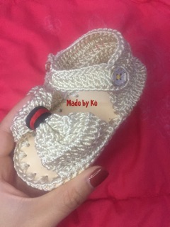 Dép quai handmade cho bé màu be