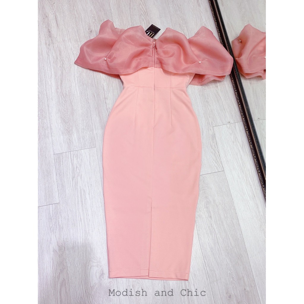 Váy hồng body trễ vai V1635 - MC phân phối chính thức