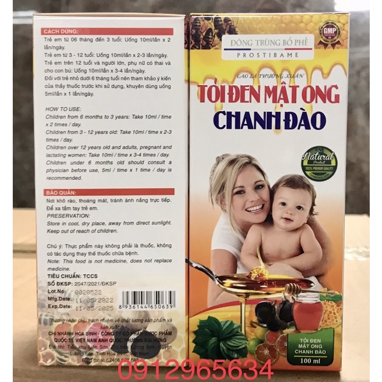 Siro Cao lá thường xuân Mật ong tỏi đen Chanh đào chiết xuất từ lá trầu không giúp bổ phế tiêu đờm giảm ho hô hấp khoẻ