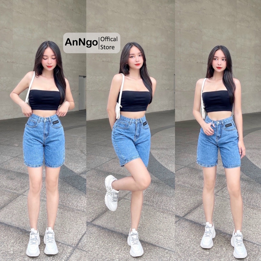 Quần jean ngố nữ ống rộng lưng cao sành điệu, chất vải jean denim mềm mịn AnNgo- AT193