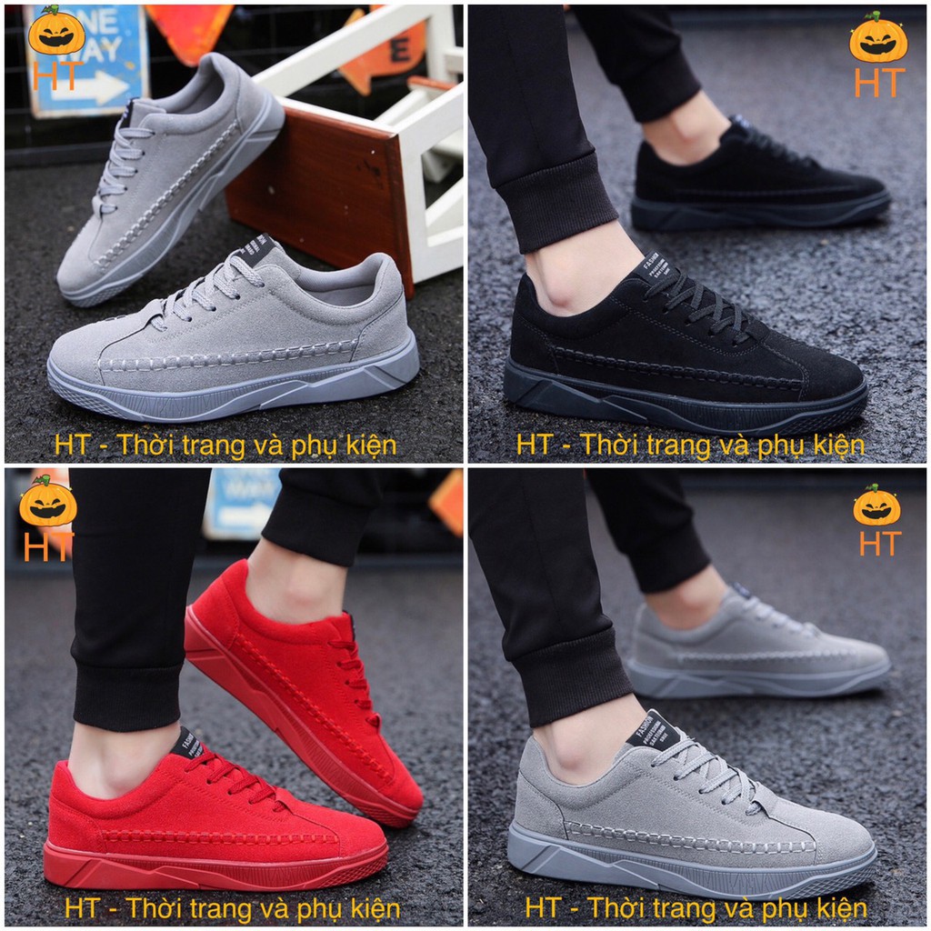 Giày Thể thao nam da lộn, cổ thấp, Sneaker mới nhất 2020, phù hợp đi làm, đi chơi