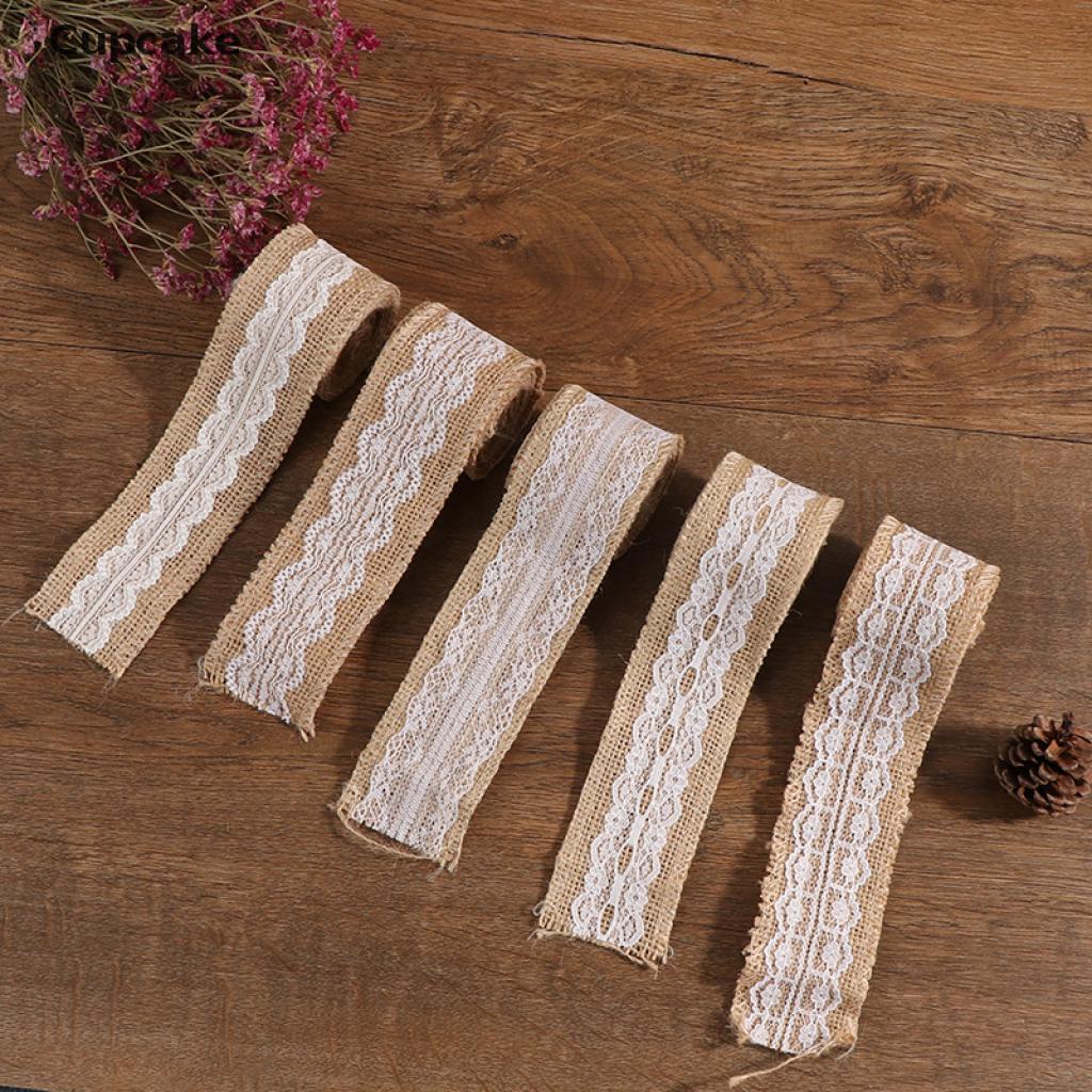 Cupcake 2M Roll Natural Jute Burlap Hessian Rustic Ribbon Lace Trims Tape Wedding Decor VN