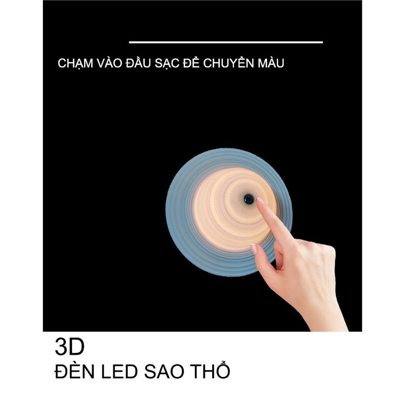 Đèn Ngủ 3D Sao Thổ 16 Màu, Có Điều Khiển.