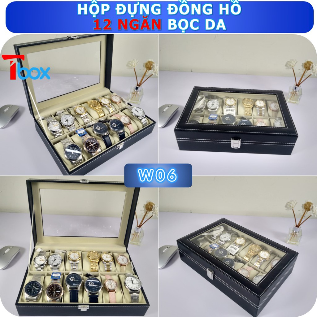 Hộp đựng đồng hồ 12 ngăn bằng da Tbox giá rẻ