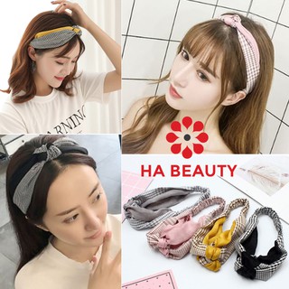 [RẺ VÔ ĐỊCH] Băng đô turban nữ thắt nút phối kẻ vintage thời trang hàn quốc dễ thương